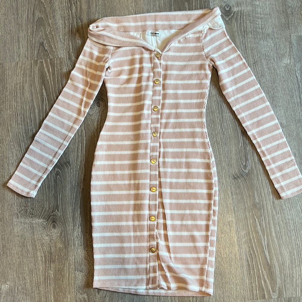 Striped off the shoulder dress , washed never worn